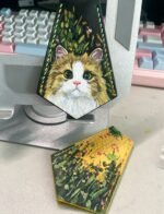 Custom Flat Pet Leather Portrait Keychain, Personalized Hand‑Painted Dog Cat Photo Key Fob, Handmade Pet Memorial Key Tag 2.56in