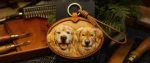 Custom Oval Leather Sculpture Pendant for Two Pets | Personalized Pet Memorial Ornament 4.72in