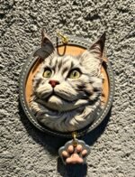 3.94in Round Custom Pet Leather Carving Keychain, 3D Embossed Dog Cat Portrait Leather Pendant, Handmade Pet Memorial Ornament