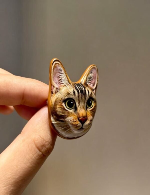 Custom Pet Leather Carving Brooch, Personalized 3D Embossed Dog Cat Portrait Pin, Handmade Animal Lapel Pin Gift for Pet Lovers 1.97in