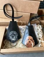 Custom Flat Pet Leather Portrait Keychain, Personalized Hand‑Painted Dog Cat Photo Key Fob, Handmade Pet Memorial Key Tag 2.56in