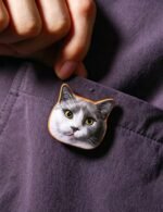 Custom Pet Leather Carving Brooch, Personalized 3D Embossed Dog Cat Portrait Pin, Handmade Animal Lapel Pin Gift for Pet Lovers 1.97in