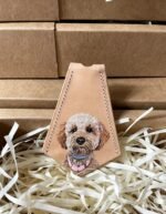 Custom Flat Pet Leather Portrait Keychain, Personalized Hand‑Painted Dog Cat Photo Key Fob, Handmade Pet Memorial Key Tag 2.56in