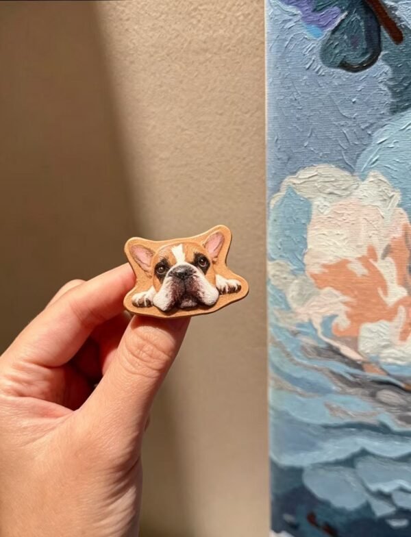 Custom Pet Leather Carving Brooch, Personalized 3D Embossed Dog Cat Portrait Pin, Handmade Animal Lapel Pin Gift for Pet Lovers 1.97in