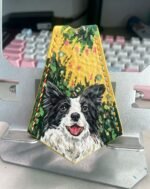 Custom Flat Pet Leather Portrait Keychain, Personalized Hand‑Painted Dog Cat Photo Key Fob, Handmade Pet Memorial Key Tag 2.56in