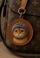 Custom Handmade Leather Carving Pet Portrait Bag Charm 2.76in